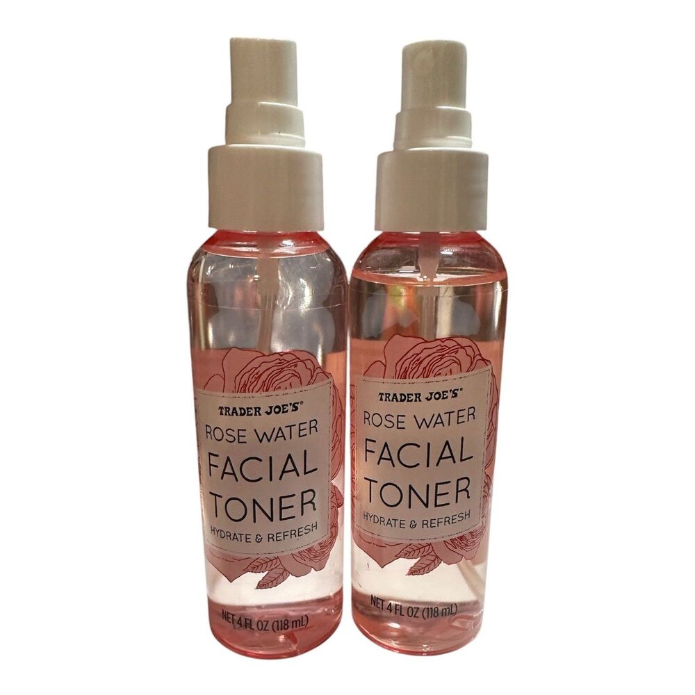 2 pcs Trader Joe's Rose Water Facial Toner Hydrate and Refresh Spray 4 oz New